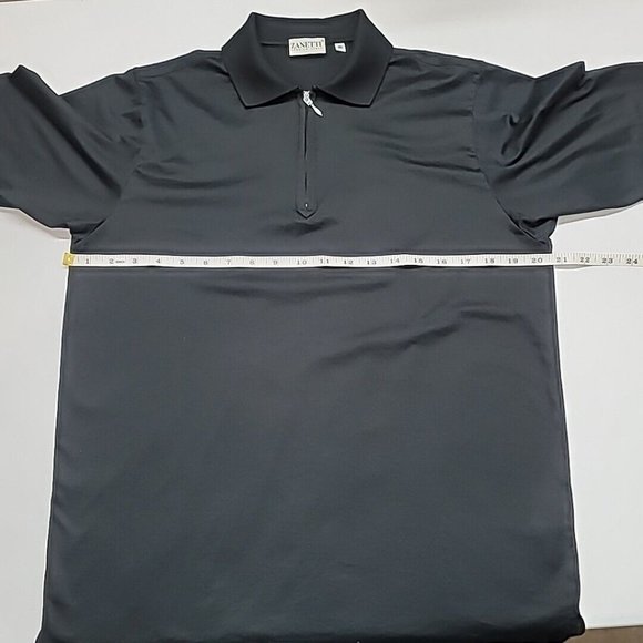 Zanetti Made In Italy Quarter Zip Polo Shirt Mens Size Small Short Sleeve Black - Picture 9 of 12